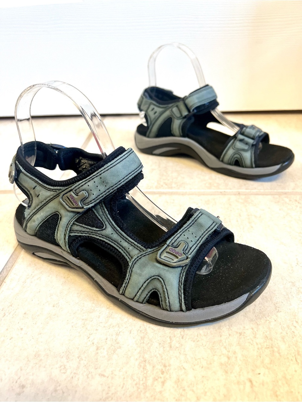 ABEO 7M Blue Teal hiking walking sandals hook-and-loop built in orthotic support